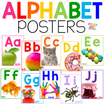 Preview of Alphabet Posters | Alphabet with Real Pictures | Colorful Classroom Decor