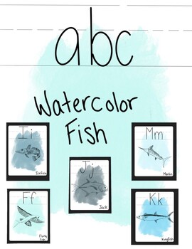 Preview of Alphabet Posters- ABC Watercolor Fish