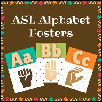 Preview of Alphabet Posters American Sign Language ASL Beach Bright Colors Classroom Decor