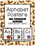Classroom Decor Alphabet Posters - Animal Print - With Pic