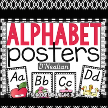 Alphabet Posters Black Plaid D'Nealian style by It's Simply Elementary