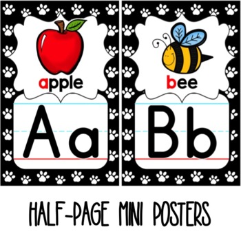 Alphabet Posters - Black & White Paw Print by Love to Learn and Teach