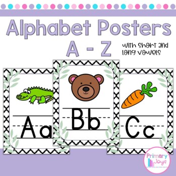 Alphabet Posters - Black and White Pattern with Leaves by Primary Joys