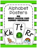 Classroom Decor Alphabet Posters - Lime Green & White Stri