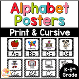 Alphabet Posters with Pictures in Manuscript and Cursive: 