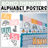 Alphabet Posters Boho - Classroom Decor - Print and Cursive
