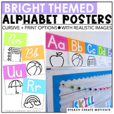Alphabet Posters Bright - Classroom Decor - Print and Cursive