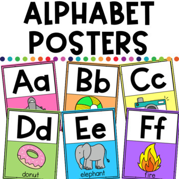 Alphabet Posters Bright Colors by Less Work More Play | TPT