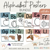 Alphabet Posters Bundle with ASL & Auslan Alphabet | Cute 