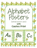 Classroom Decor Alphabet Posters - Cactus Print - Primary Italics