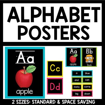 Preview of Chalkboard Brights Classroom Decor Alphabet Posters