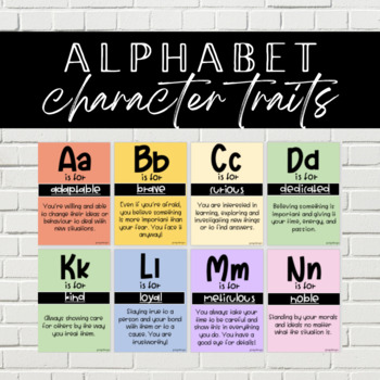 Preview of Alphabet Posters- Character Traits