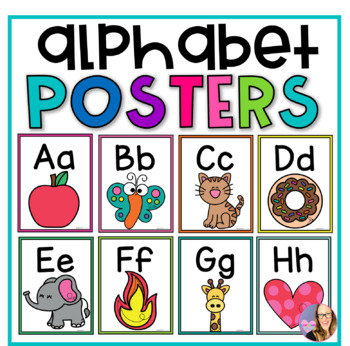 Alphabet Printable Posters- Rainbow Chevron by Elementary at HEART