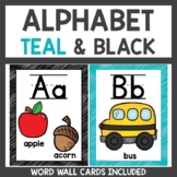 Alphabet Posters Classroom Decor Black and Teal