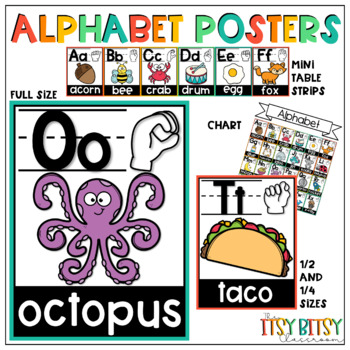 Preview of Alphabet Posters Classroom Decor Sign Language Alphabet Rainbow