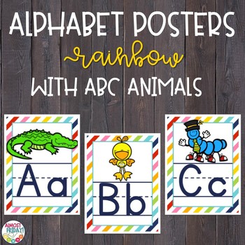 Alphabet Posters | ABC Animals | Rainbow Theme by Almost Friday | TPT