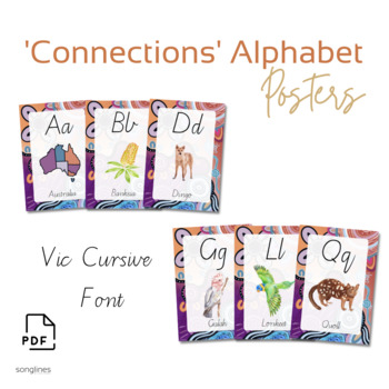 Preview of Alphabet Posters | 'Connections' | Modern Cursive | Aboriginal Indigenous Art
