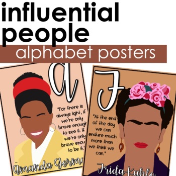 Preview of Cursive Alphabet Posters with Famous People and Quotes - Diversity - Editable