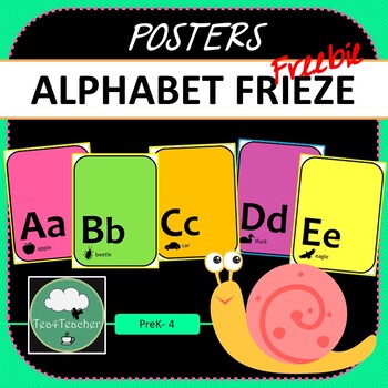 Preview of Alphabet Posters FREEBIE A-Z in Bright Colors with Silhouette Image Alphabet