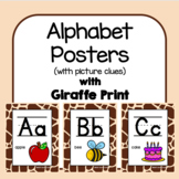 Classroom Decor Alphabet Posters - Giraffe Print - With Pi