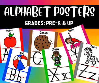 Preview of Alphabet Posters (Grades: Pre-K & Up) Rainbow