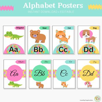 Preview of Alphabet Posters Groovy Garden Classroom Decor