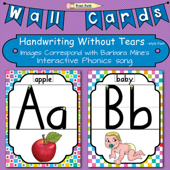 Preview of Alphabet Posters: Images - Milne’s Phonics Song, Handwriting Without Tears style