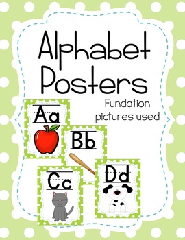 Preview of Alphabet Posters - Lime Green Polka Dot