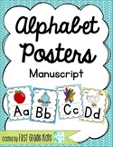Green & Blue Manuscript Alphabet Posters for Classroom Decor