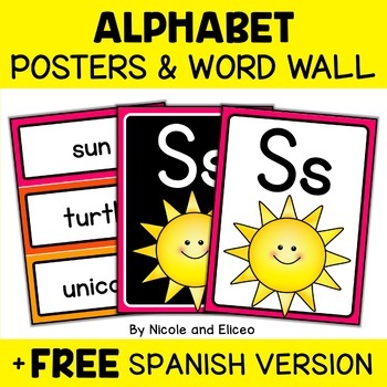 Preview of Phonics Alphabet Posters + FREE Spanish