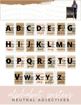 Preview of Alphabet Posters: Neutral Adjectives