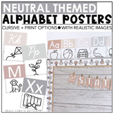 Alphabet Posters Neutral - Classroom Decor - Print and Cursive