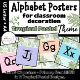 Alphabet Posters PRIMARY LINED Font | 2 Tropical Pastel Th