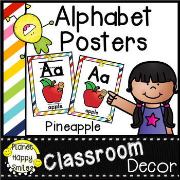 Alphabet Posters, Pineapple & Bright Rainbow by Planet Happy Smiles