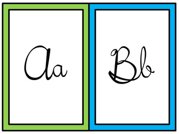 Alphabet Posters {Print - Cursive - ASL} - Lime & Aqua by Alyssa Stone