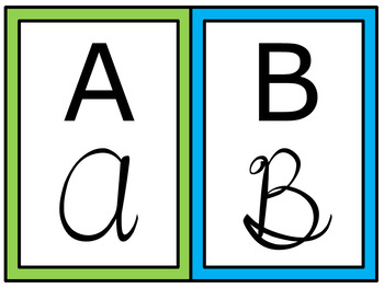Preview of Alphabet Posters {Print - Cursive - ASL} - Lime & Aqua