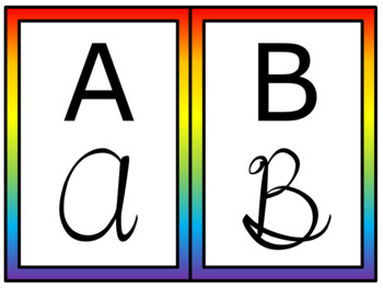 Preview of Alphabet Posters {Print - Cursive - ASL} - Rainbow