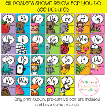 alphabet posters queensland print and pre cursive fonts tpt