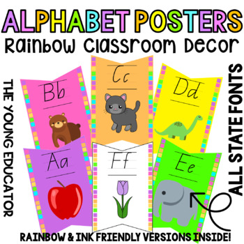Preview of Alphabet Posters - Rainbow ALL STATE BEGINNING FONTS