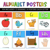 Alphabet Posters Rainbow Theme (2 designs- 4 choices per letter)