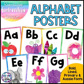 Watercolor Alphabet Posters | Colorful Alphabet Posters | Rainbow ...