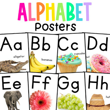 Preview of Alphabet Posters with Real Pictures Classroom Decor
