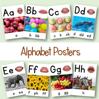 Preview of Alphabet Posters / Sound Wall with mouth pictures / real photos - back to school