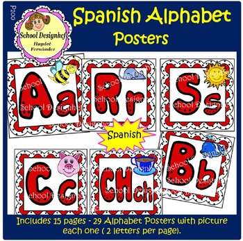 Alphabet Posters - Spanish - Classroom Decor - Alphabet Cards(School ...