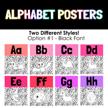 Preview of Alphabet Posters - Spotted Rainbow Brights Classroom Decor