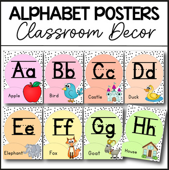 Alphabet Posters | Spotty Pastel Rainbow Classroom Decor | TPT