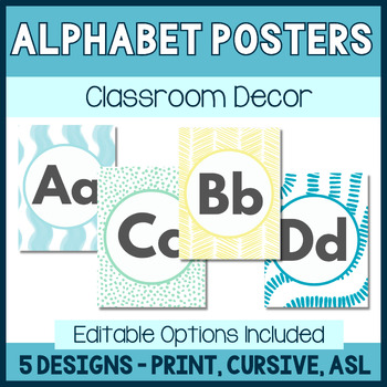 Preview of Alphabet Posters | Standard Print, Cursive, ASL | CALMING BOHO | Classroom Decor
