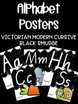 Preview of Alphabet Posters - Victorian Cursive Font - Black Smudge
