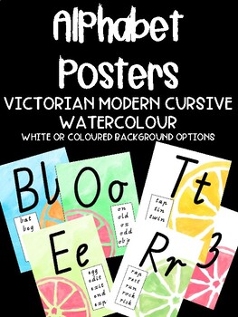 Preview of Alphabet Posters - Victorian Modern Cursive - Watercolour - decodable examples
