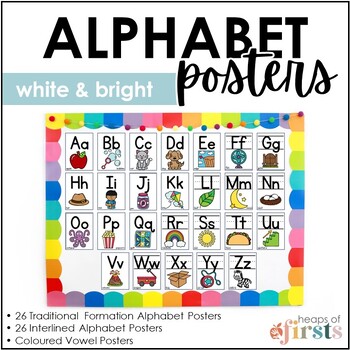 Rainbow Alphabet Posters with Pictures: ABC Classroom Decor